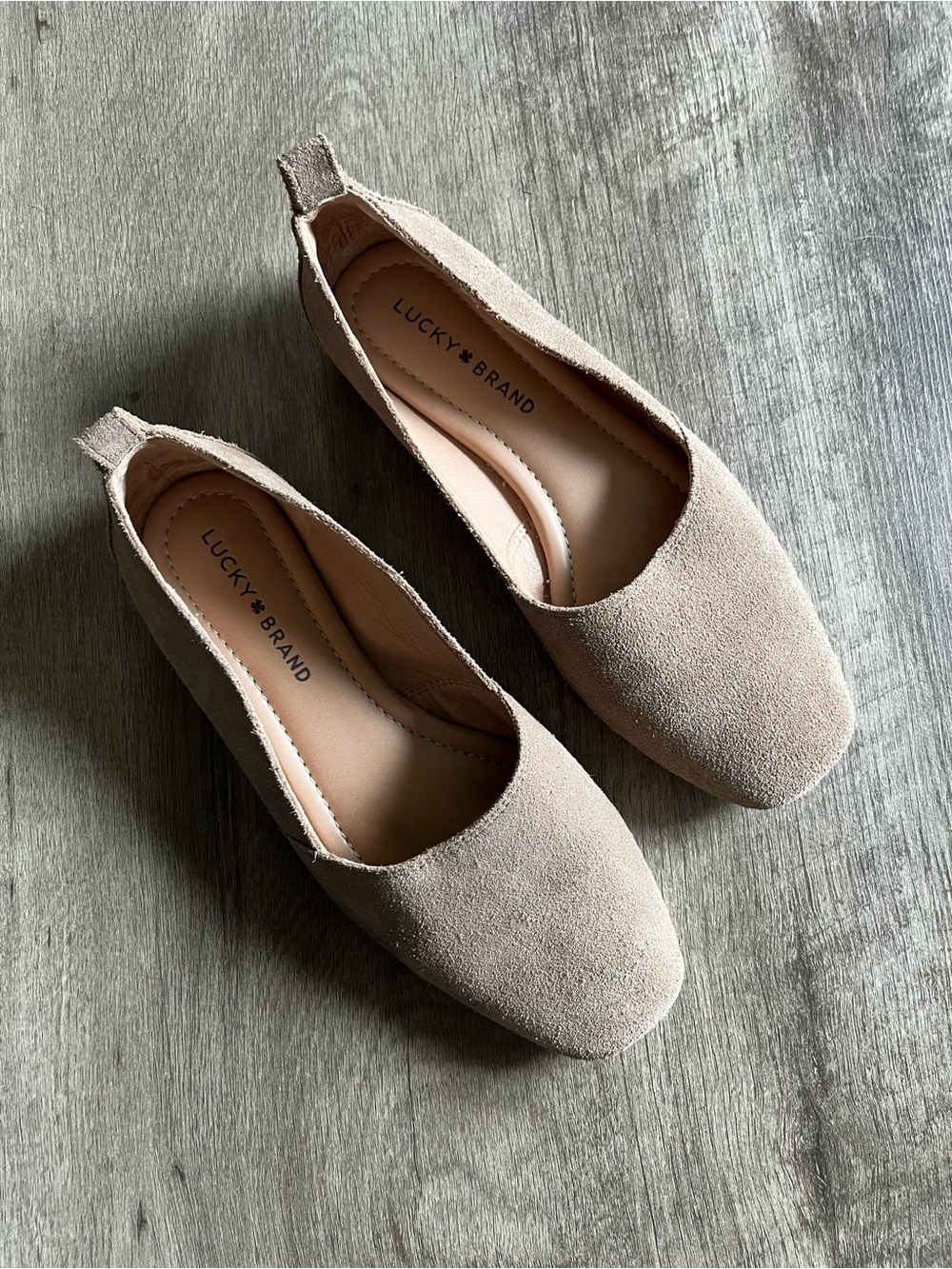 Lucky Brand Women's Beige Suede Slip-On Flats